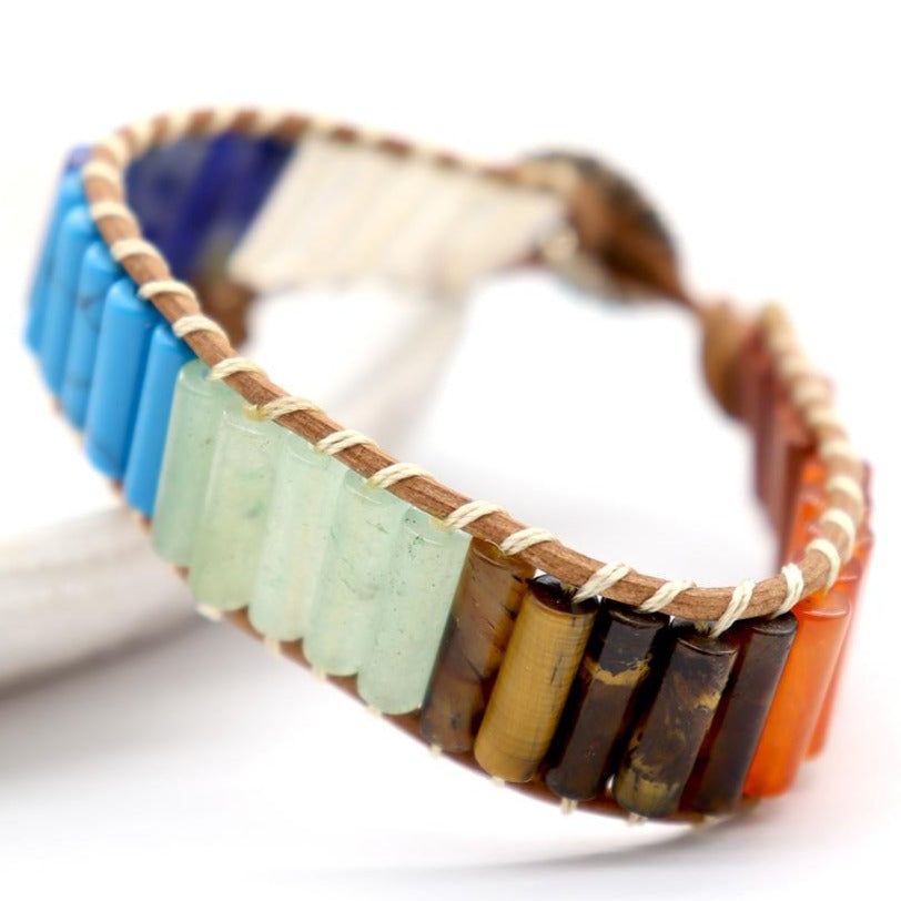 Natural 7 Chakra Healing Bracelet Adjustable 16-26cm