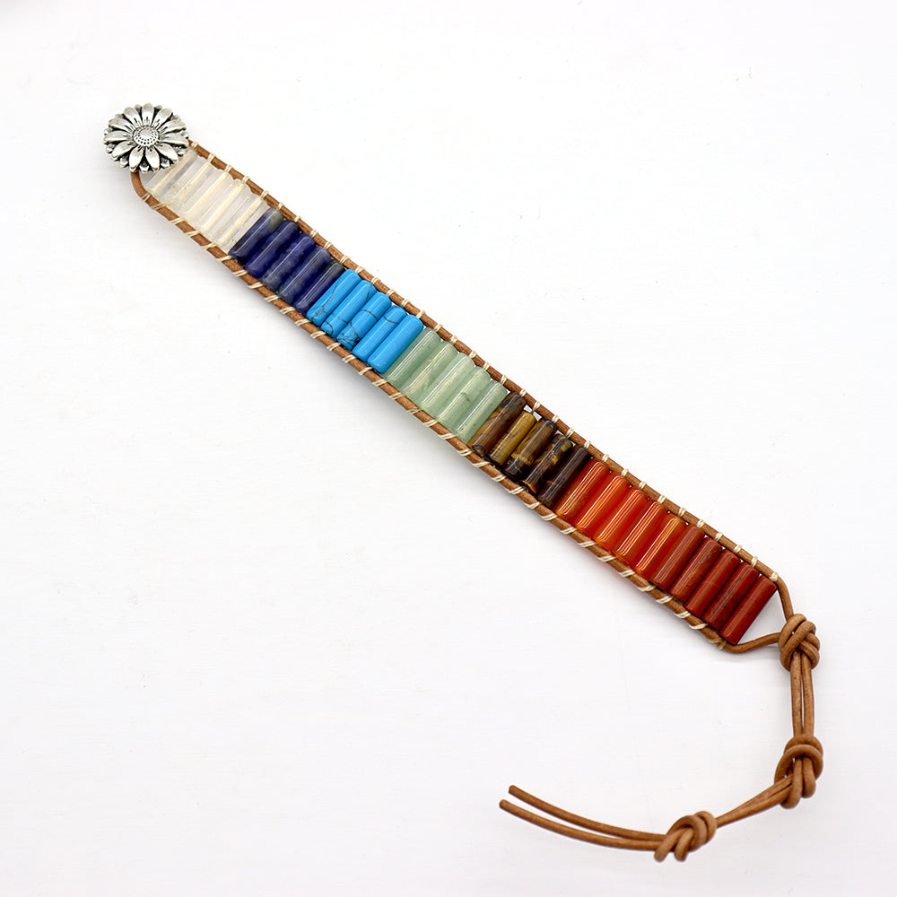 Natural 7 Chakra Healing Bracelet Adjustable 16-26cm