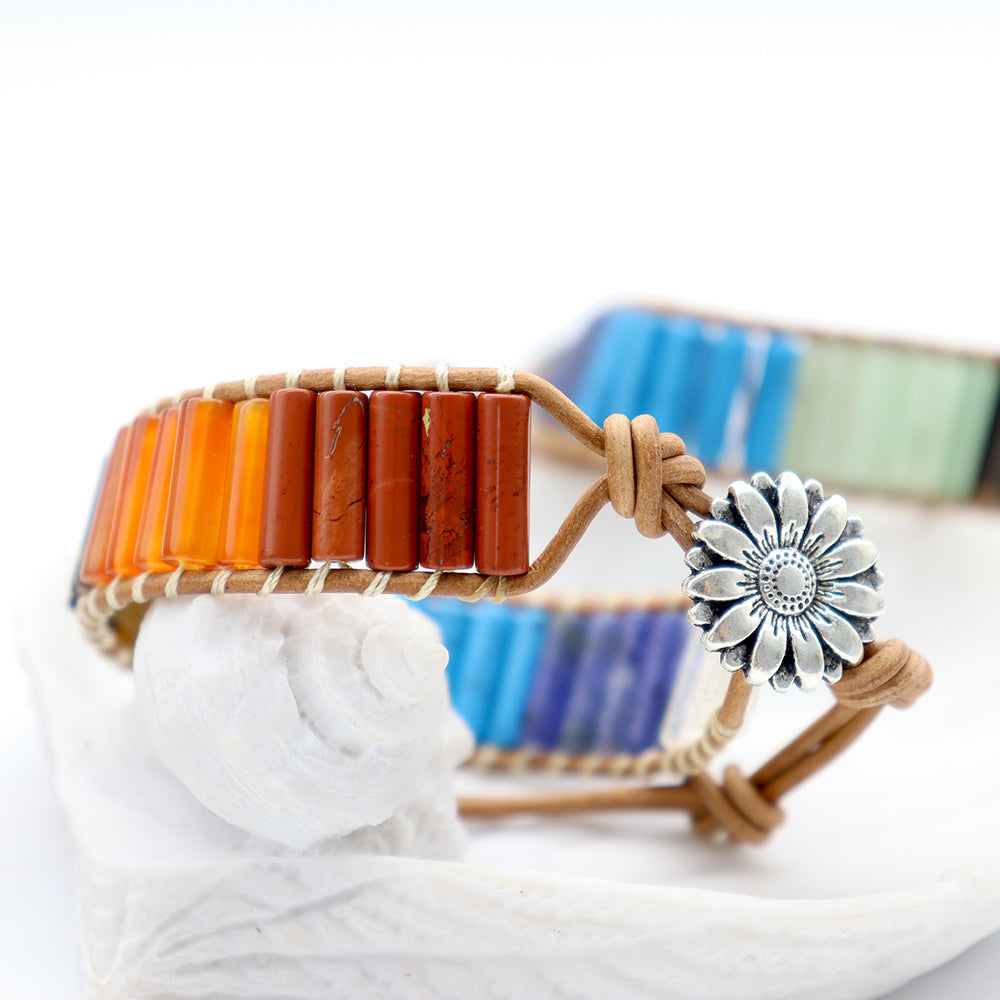 Natural 7 Chakra Healing Bracelet Adjustable 16-26cm