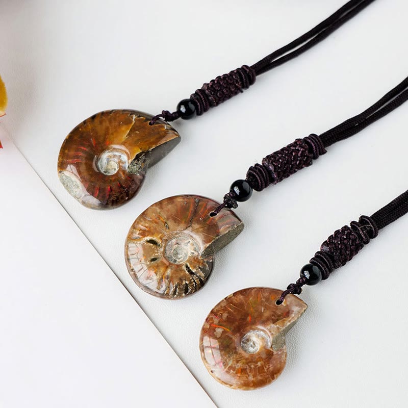 Natural Ammonite Meditation Necklace Pendant for Healing