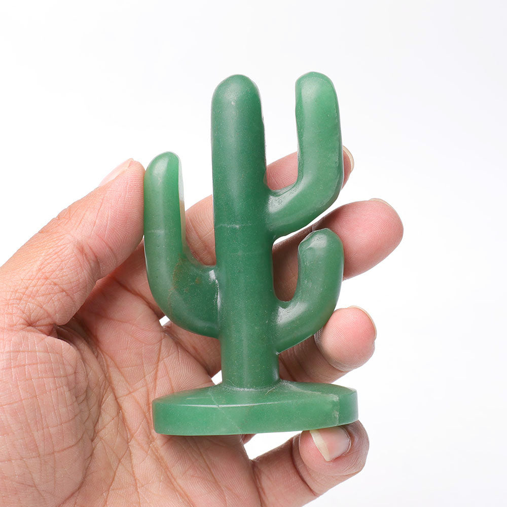Natural Aventurine 4 Inch Cactus Crystal Carving