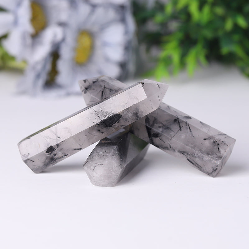 Natural Black Tourmaline Quartz Tower 2.4-4.5in Healing Points