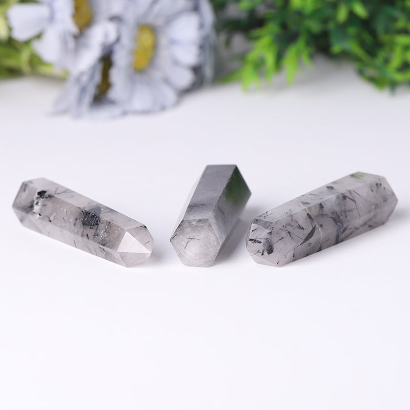 Natural Black Tourmaline Quartz Tower 2.4-4.5in Healing Points