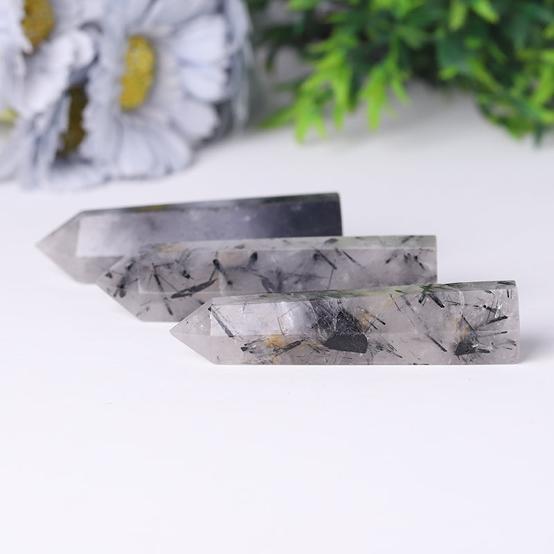 Natural Black Tourmaline Quartz Tower 2.4-4.5in Healing Points
