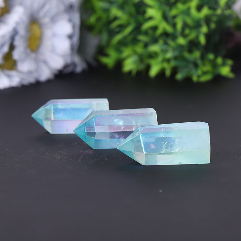 Natural Blue Angel Aura Quartz Crystal Tower 2.4-4.5 inch Healing Point
