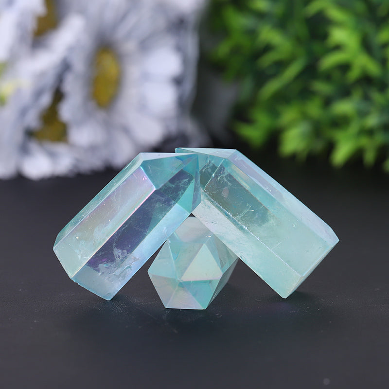 Natural Blue Angel Aura Quartz Crystal Tower 2.4-4.5 inch Healing Point