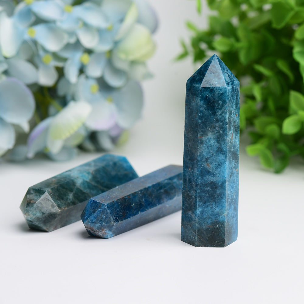 Natural Blue Apatite Healing Crystal Point Tower 2.4-4.5 Inches