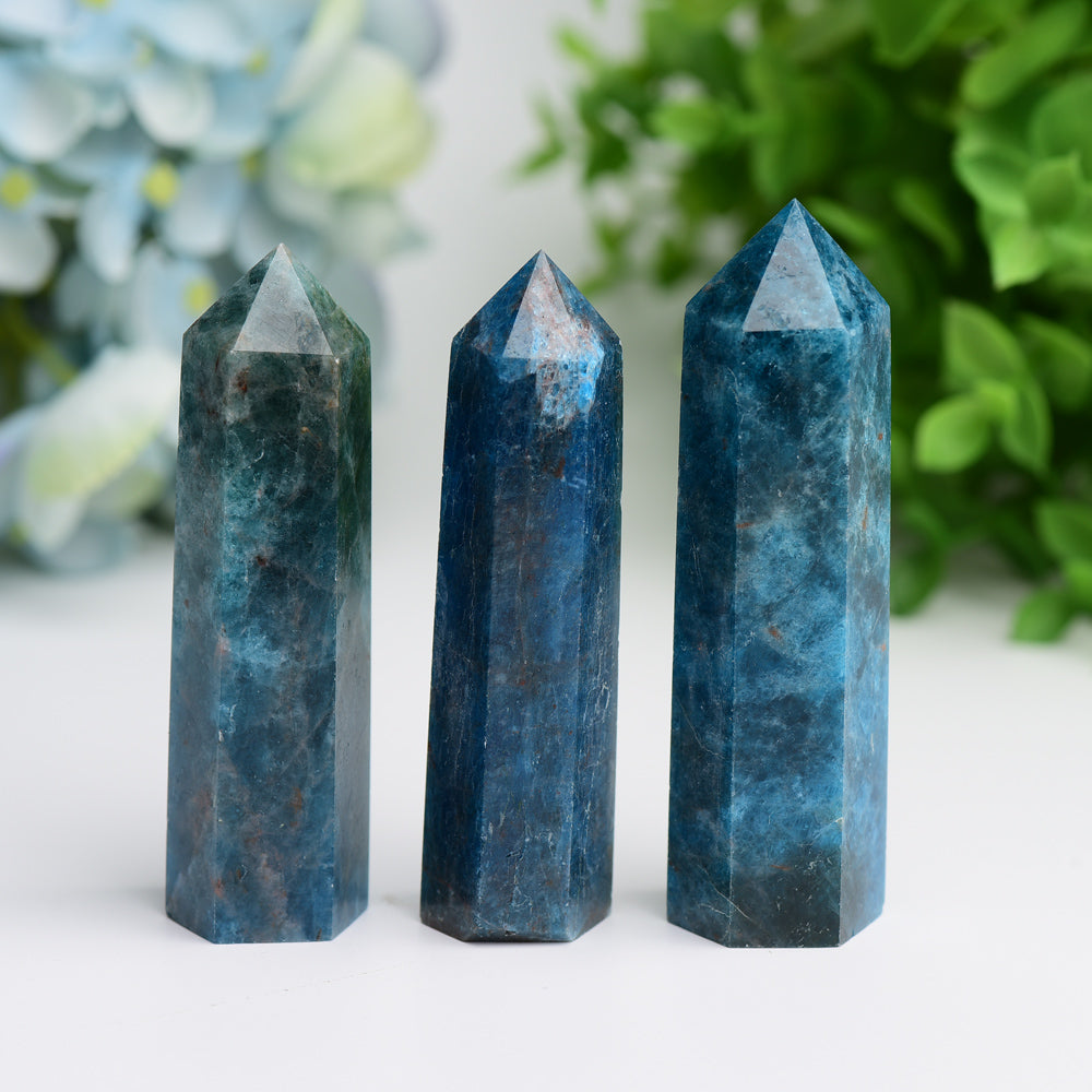 Natural Blue Apatite Healing Crystal Point Tower 2.4-4.5 Inches