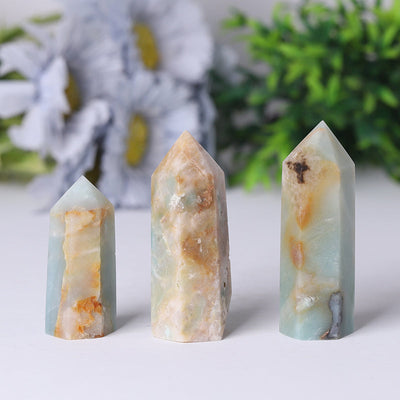 Natural Caribbean Calcite Sky Blue Crystal Tower 2.4-4.5 in Meditation