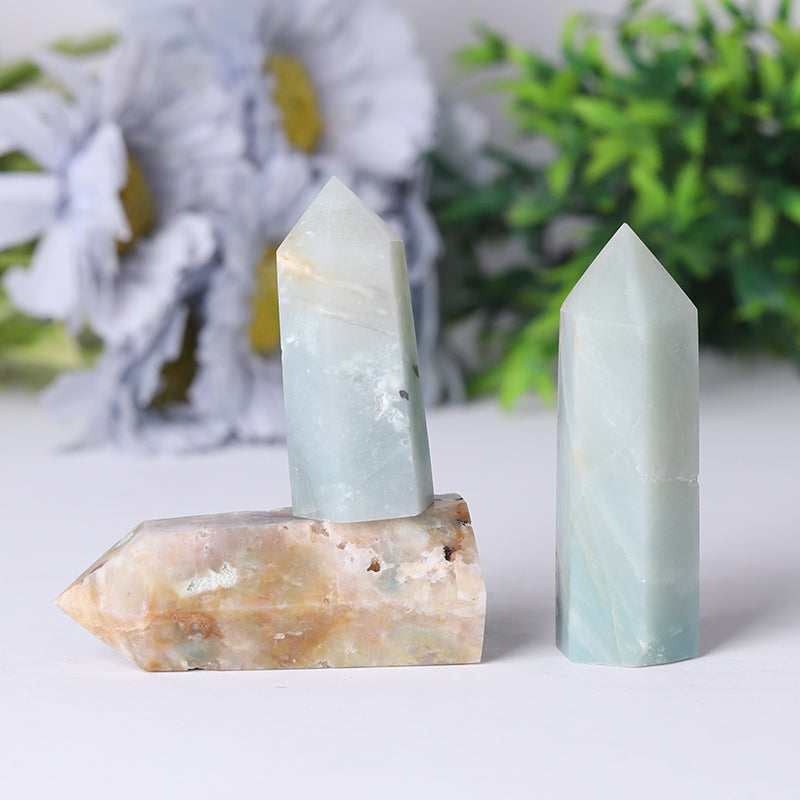 Natural Caribbean Calcite Sky Blue Crystal Tower 2.4-4.5 in Meditation