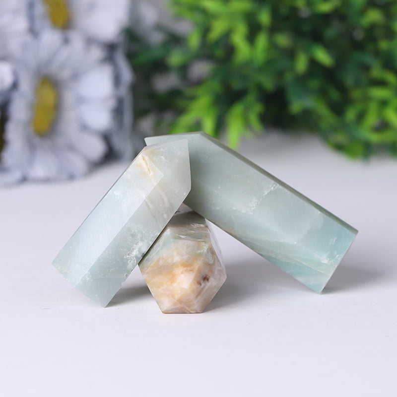 Natural Caribbean Calcite Sky Blue Crystal Tower 2.4-4.5 in Meditation