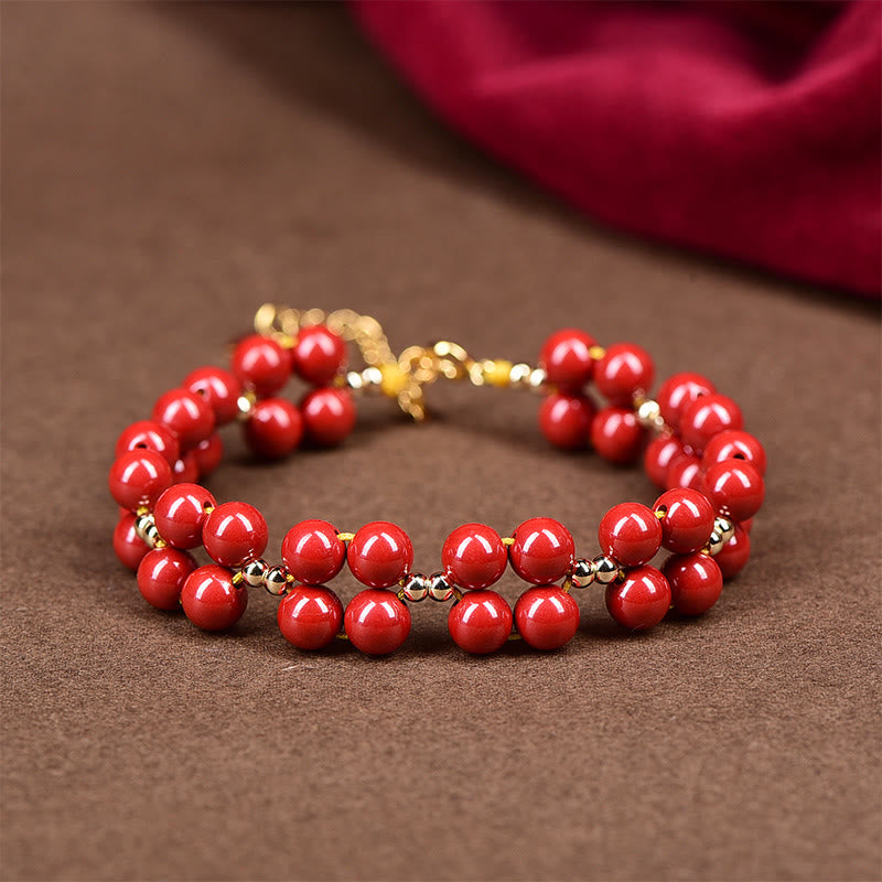 Natural Cinnabar Blessing Bracelet for Calm & Protection