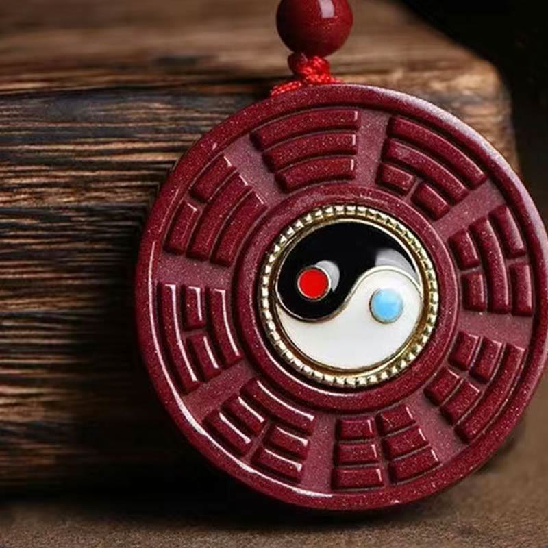 Natural Cinnabar Yin Yang Pendant for Protection & Balance