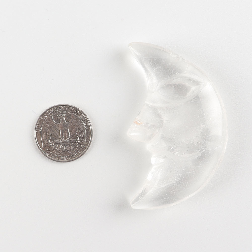 Natural Clear Quartz 2.6 Inch Crescent Moon Crystal Shape