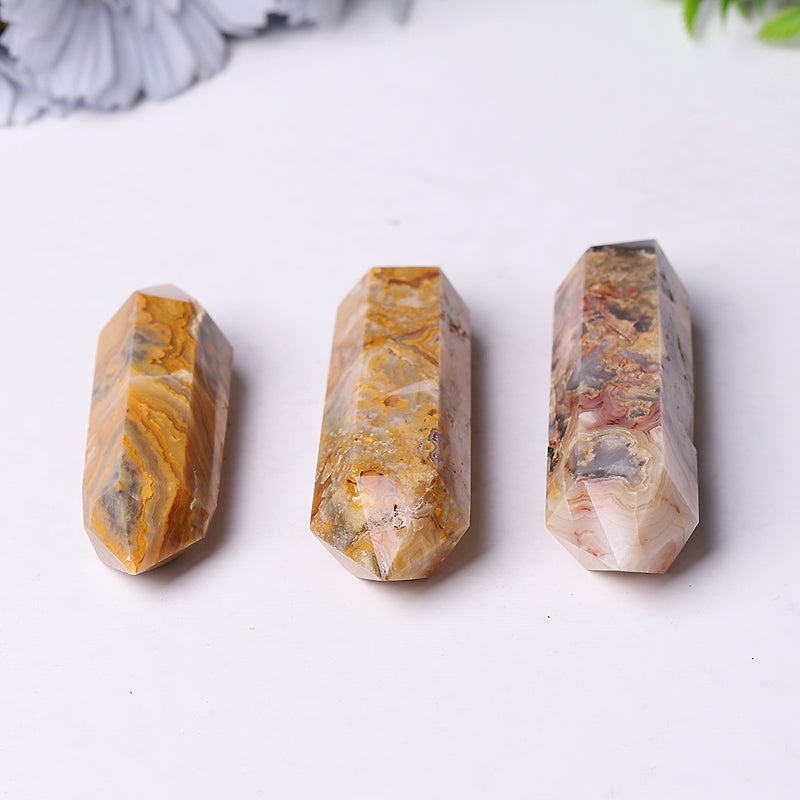 Natural Crazy Agate Double Terminated Crystal Point 2.4-4.5 inches Healing