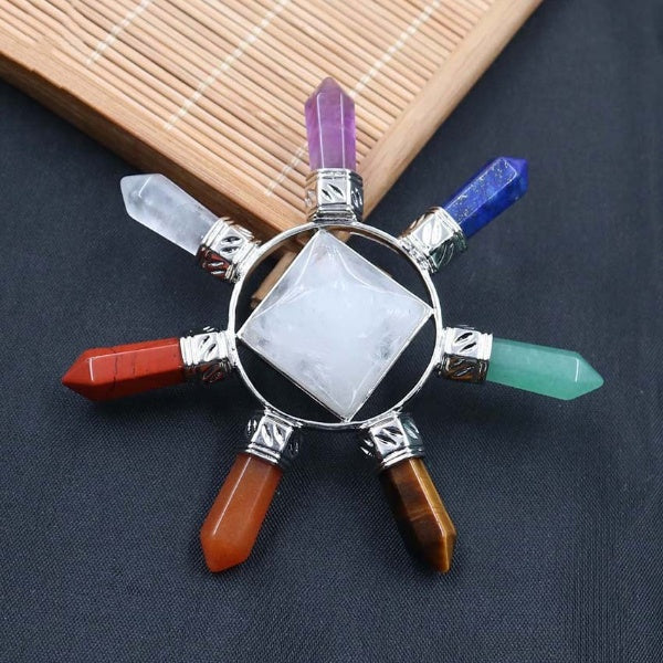 Natural Crystals Chakra Pyramid with Seven Stones
