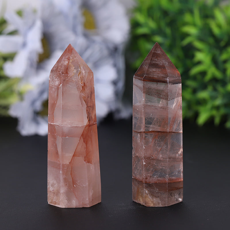 Natural Fire Quartz Crystal Tower 2.4-4.5 Inch Healing Point
