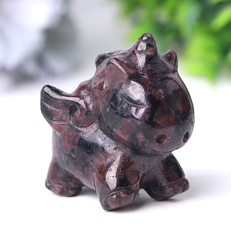 Natural Garnet Crystal Unicorn Carving 2 Inch Handcrafted