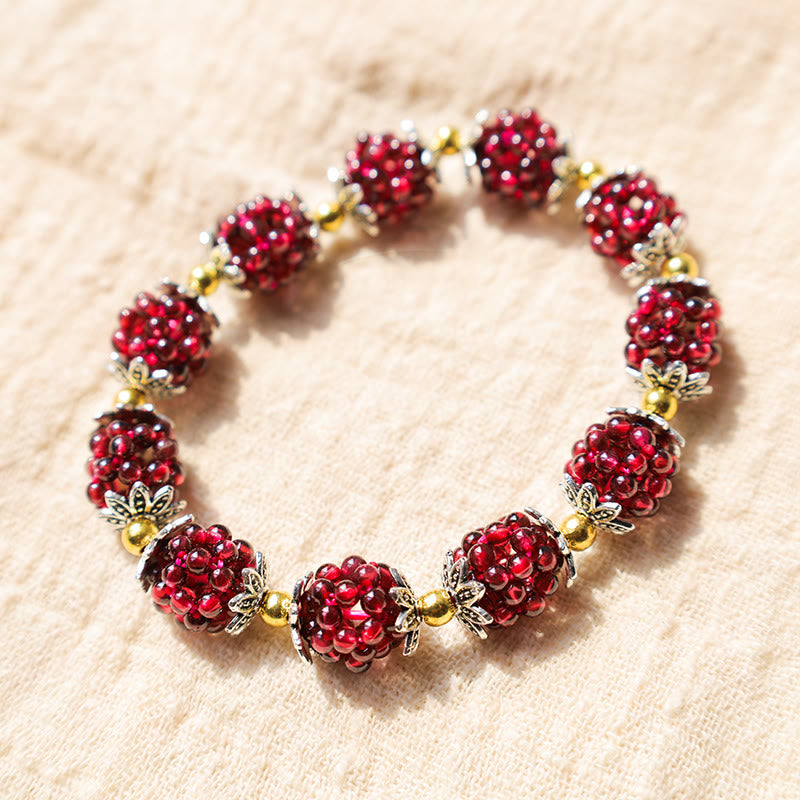 Natural Garnet Healing Bracelet 1.5cm Beads for Passion
