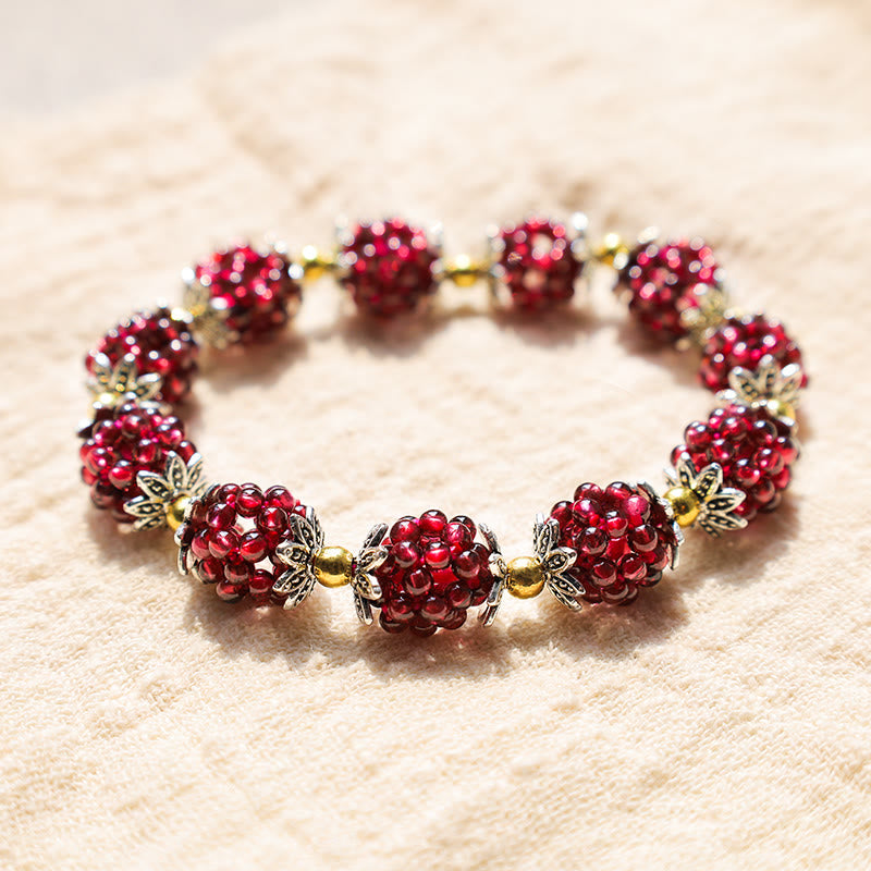 Natural Garnet Healing Bracelet 1.5cm Beads for Passion