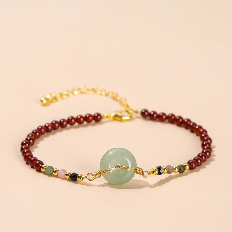 Natural Garnet Peace Buckle Bead Calm Bracelet