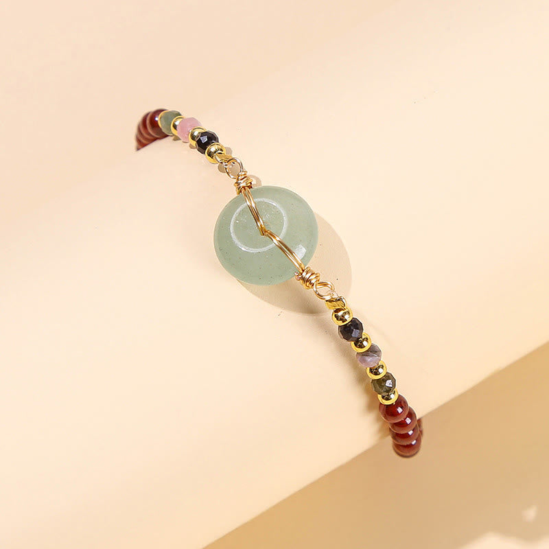 Natural Garnet Peace Buckle Bead Calm Bracelet