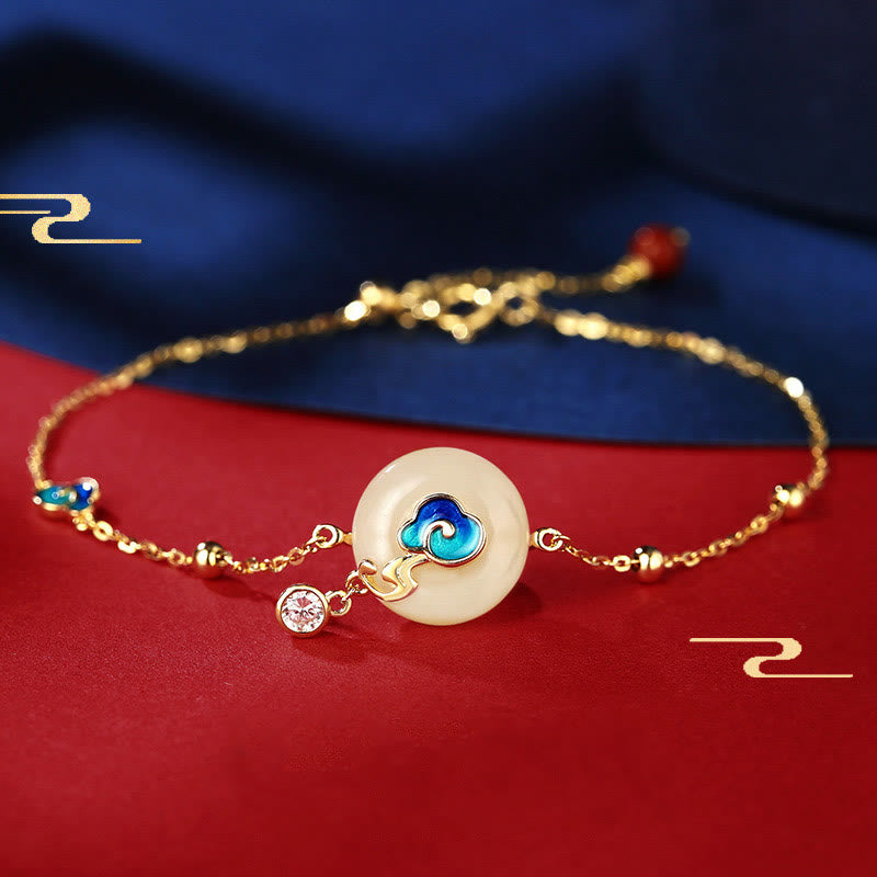 Natural Hetian Jade Auspicious Clouds Bracelet