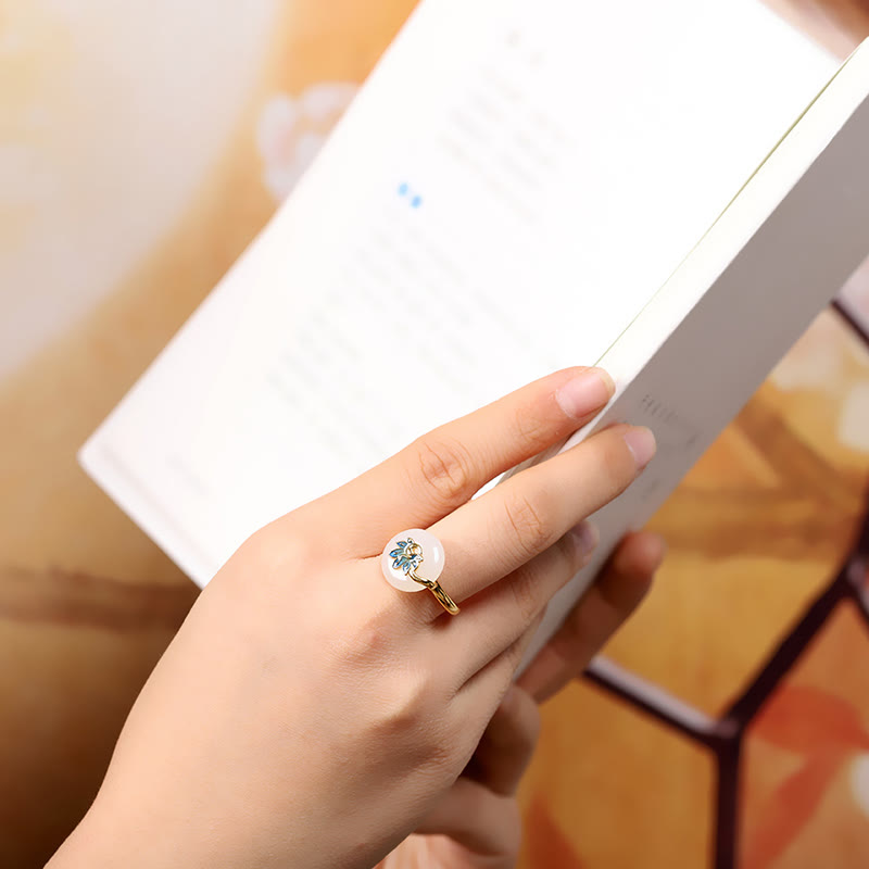 Natural Hetian White Jade Jewelry Set with Sterling Silver Blessing Peacock