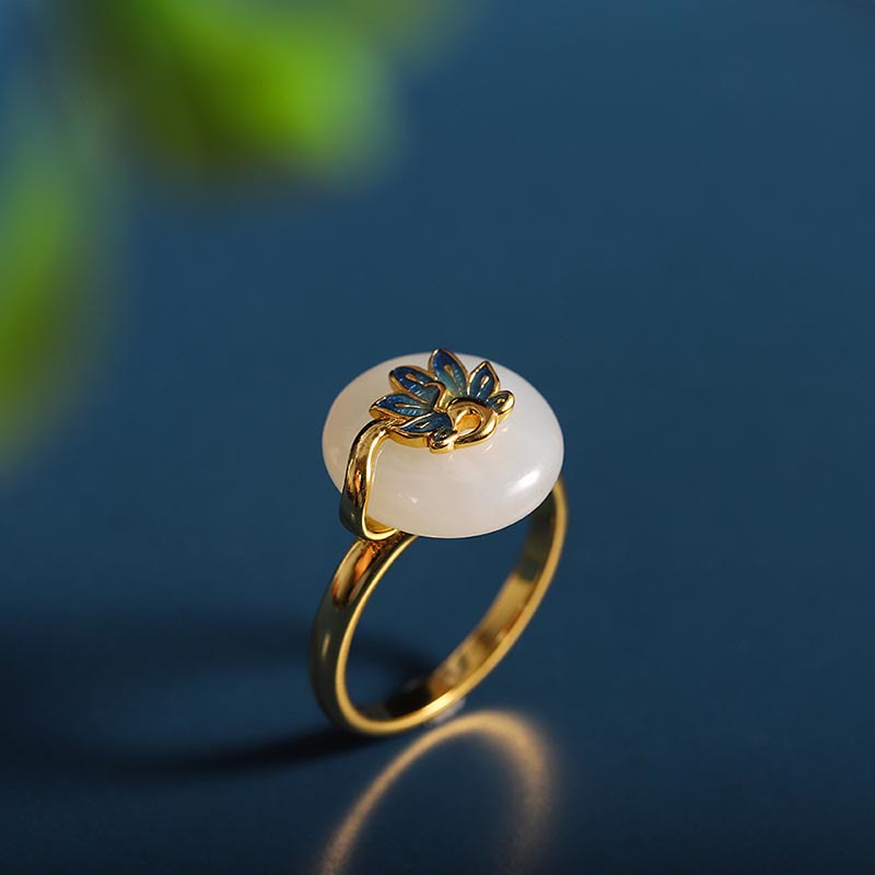 Natural Hetian White Jade Jewelry Set with Sterling Silver Blessing Peacock