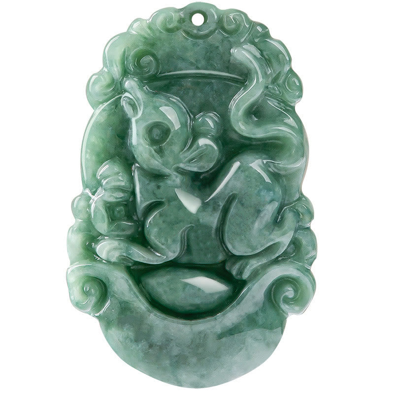 Natural Jade 12 Chinese Zodiac Prosperity Necklace Pendant