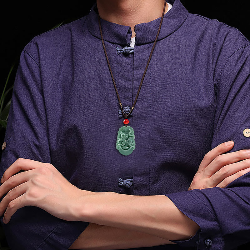 Natural Jade 12 Chinese Zodiac Prosperity Necklace Pendant