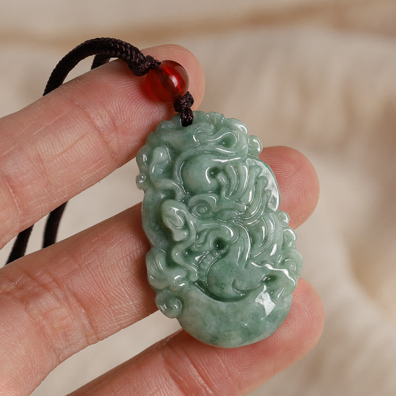 Natural Jade 12 Chinese Zodiac Prosperity Necklace Pendant