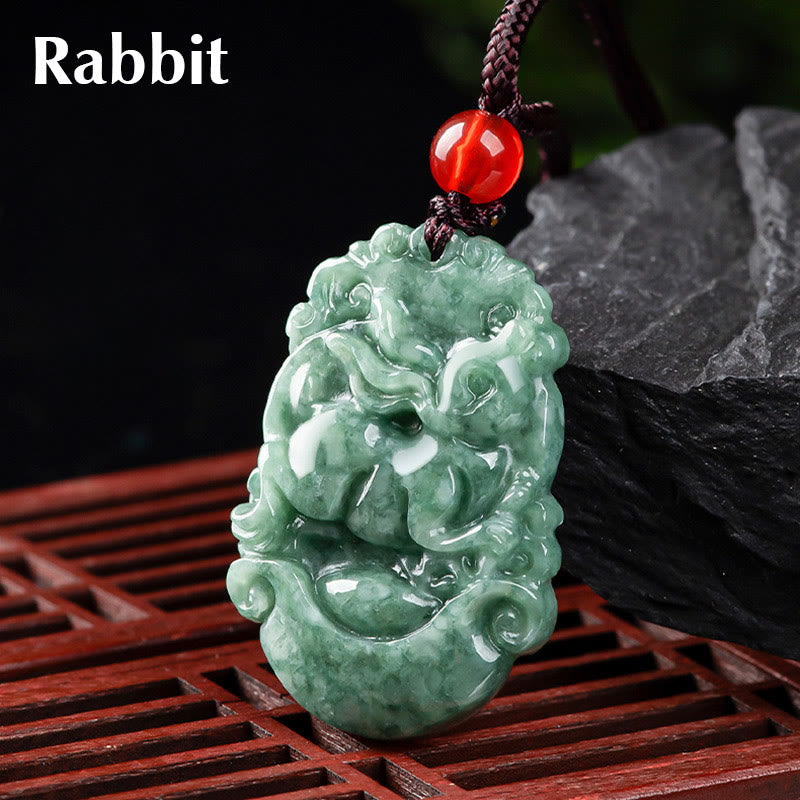 Natural Jade 12 Chinese Zodiac Prosperity Necklace Pendant