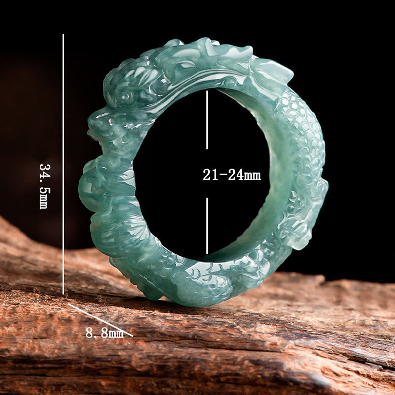 Natural Jade Dragon Success Ring