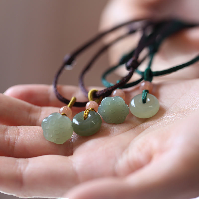 Natural Jade Peace Buckle & Lotus Necklace | Abundance Energy