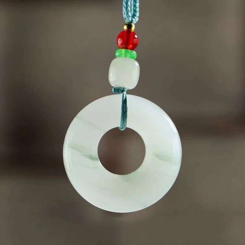 Natural Jade Peace Buckle Prosperity Necklace 45cm