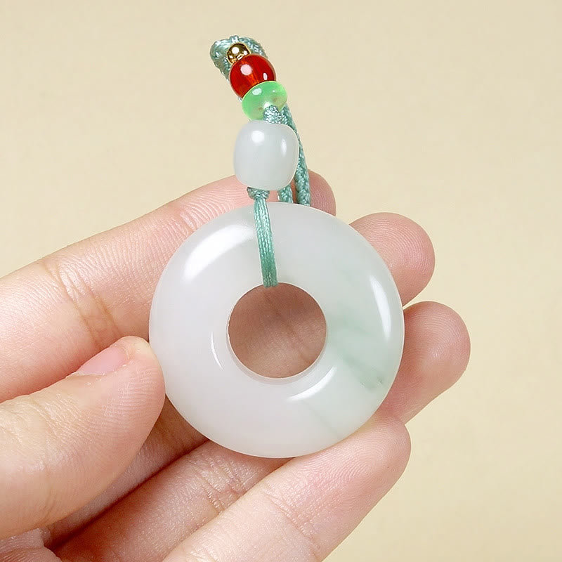 Natural Jade Peace Buckle Prosperity Necklace 45cm