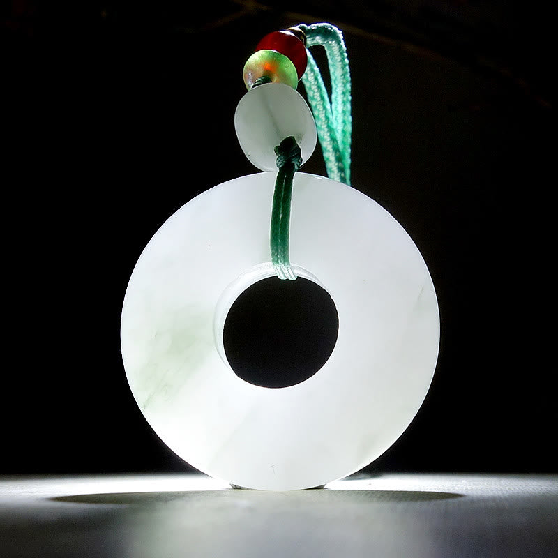 Natural Jade Peace Buckle Prosperity Necklace 45cm