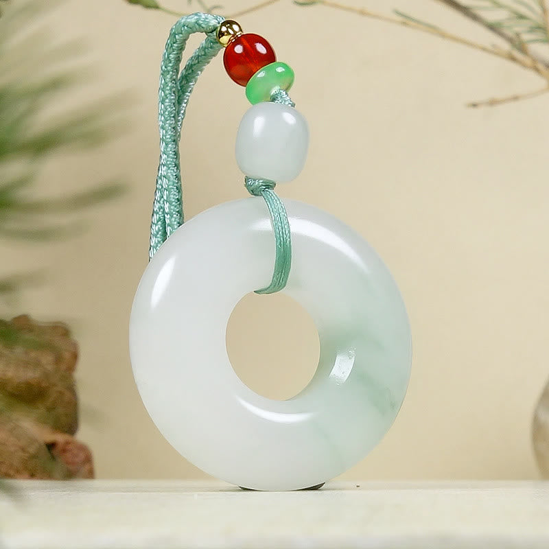 Natural Jade Peace Buckle Prosperity Necklace 45cm