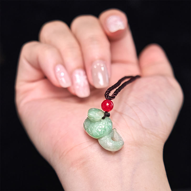 Natural Jade Snake Necklace | Chinese Zodiac Pendant Luck
