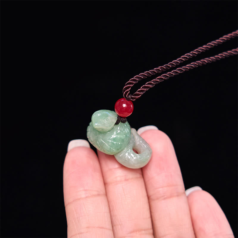 Natural Jade Snake Necklace | Chinese Zodiac Pendant Luck