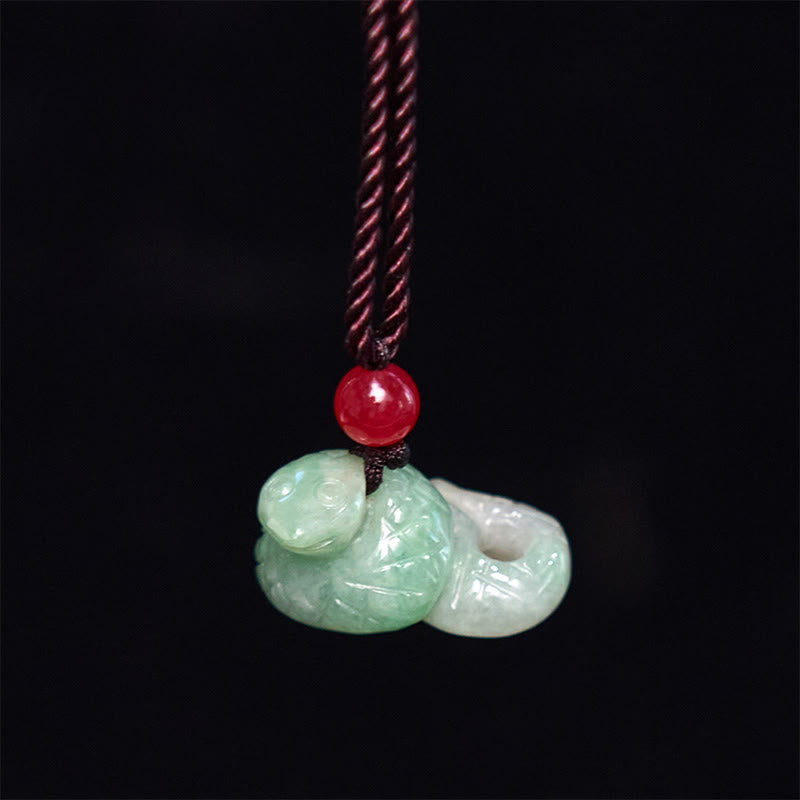 Natural Jade Snake Necklace | Chinese Zodiac Pendant Luck