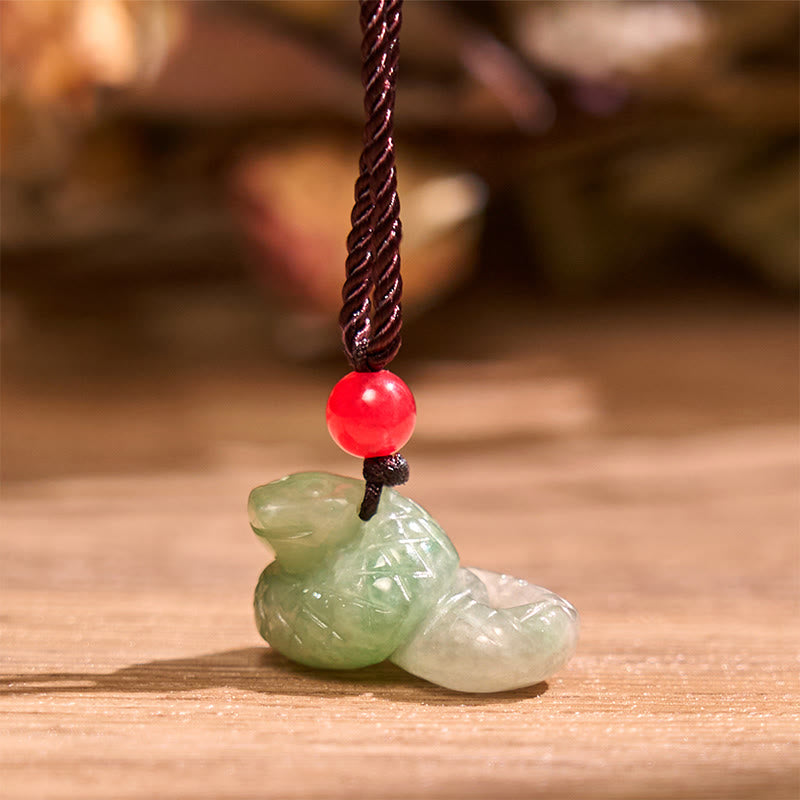 Natural Jade Snake Necklace | Chinese Zodiac Pendant Luck