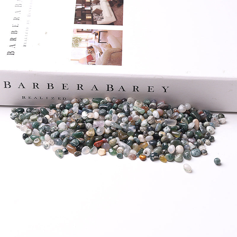 Natural Moss Agate Tumbled Stones Chips 5-9mm