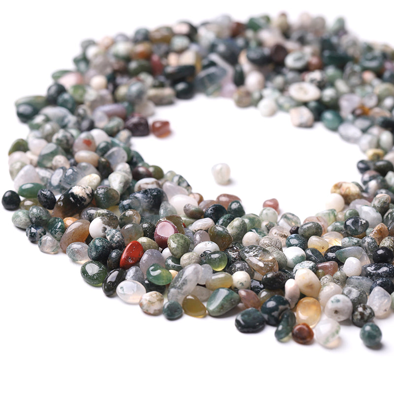 Natural Moss Agate Tumbled Stones Chips 5-9mm