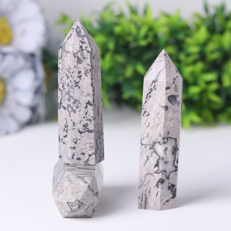 Natural Picasso Jasper Crystal Obelisk 2.4-4.5 inch Tower