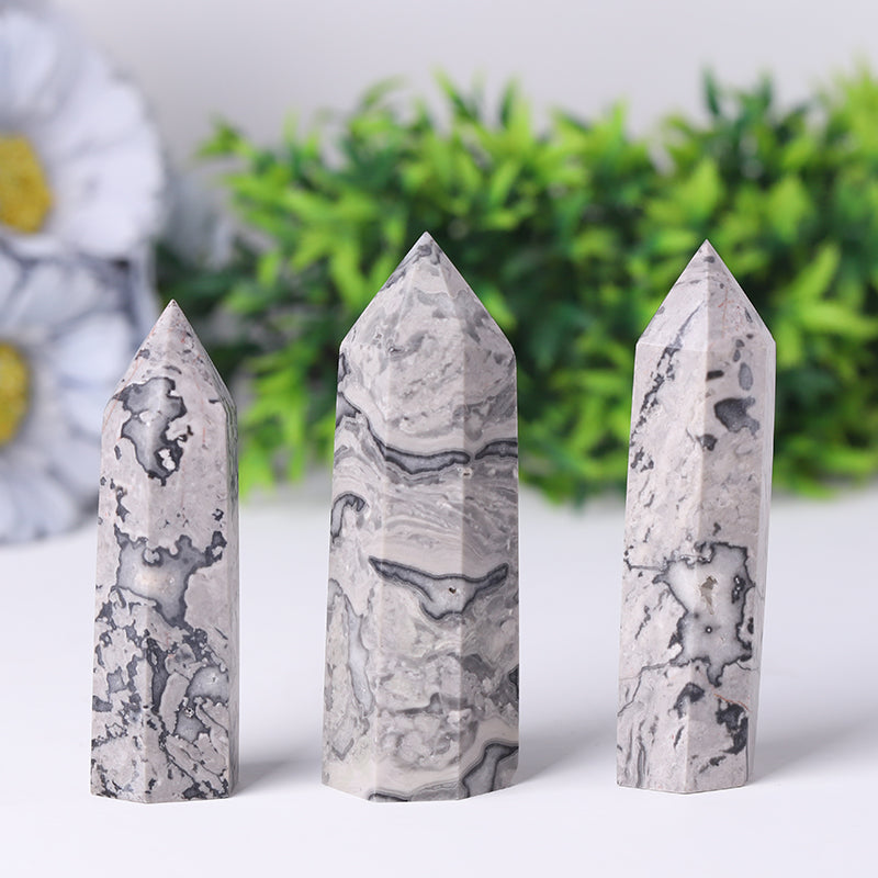 Natural Picasso Jasper Crystal Obelisk 2.4-4.5 inch Tower