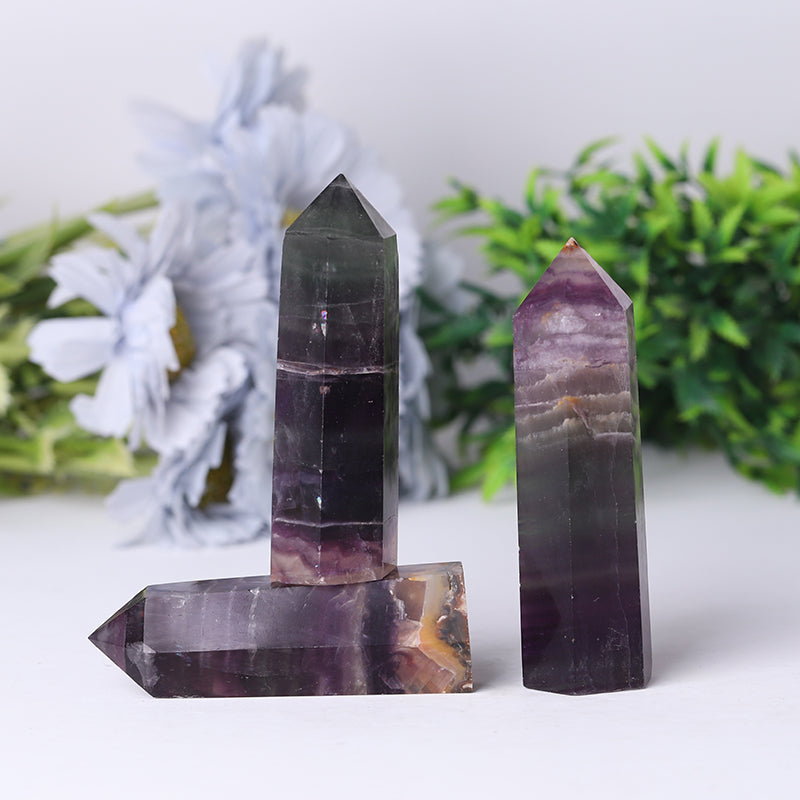 Natural Rainbow Fluorite Crystal Towers 2.4-4.5 in for Energy Healing