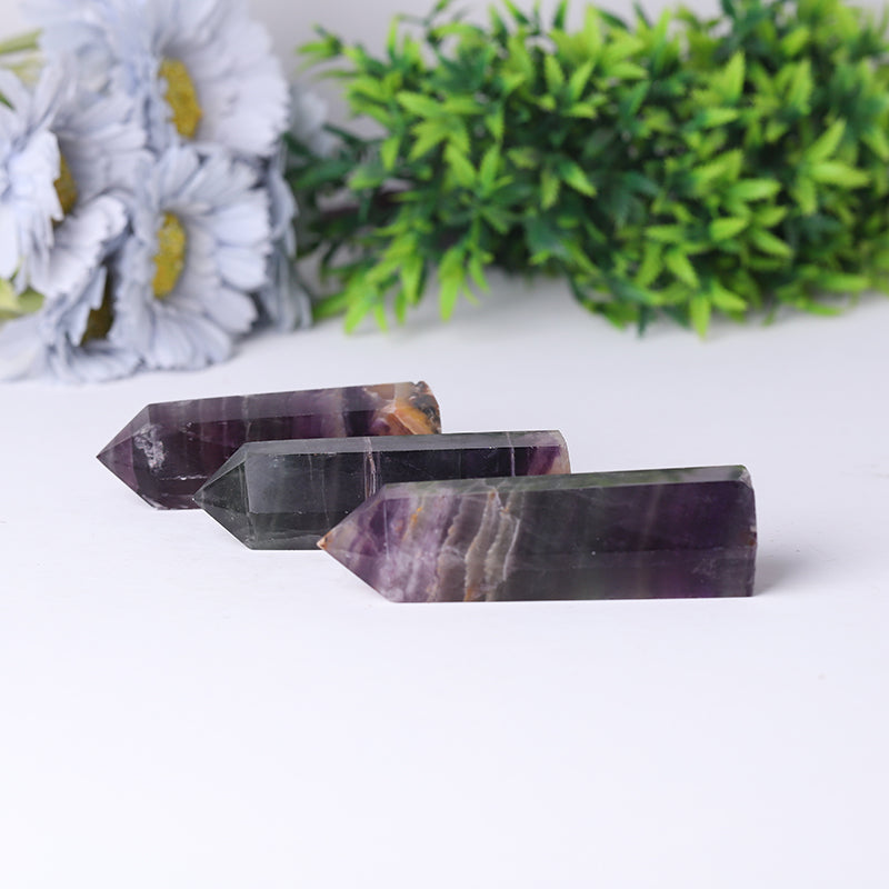 Natural Rainbow Fluorite Crystal Towers 2.4-4.5 in for Energy Healing