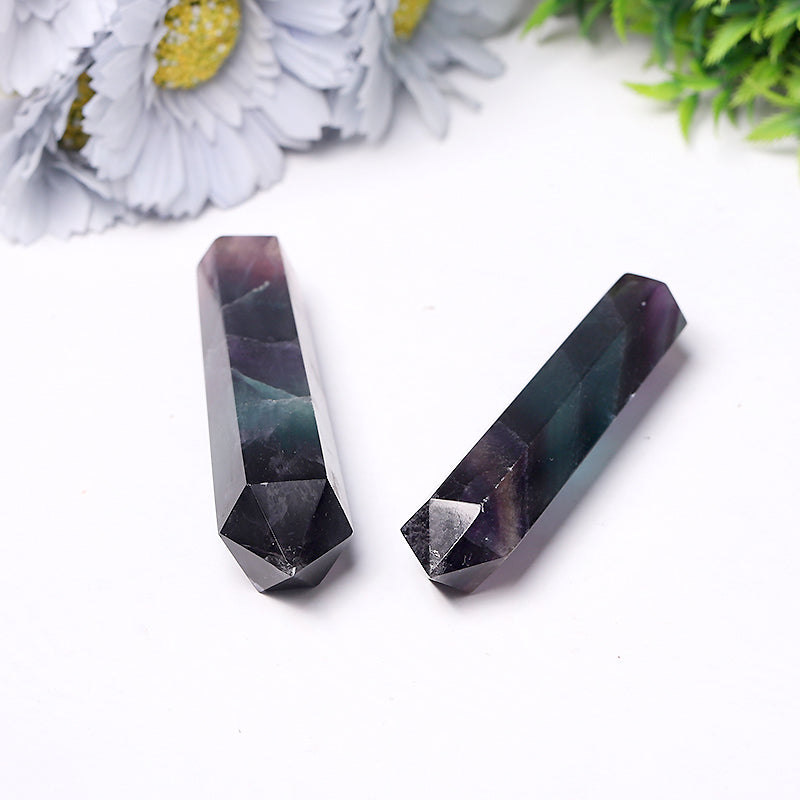 Natural Rainbow Fluorite Double Point Crystal Tower 3in